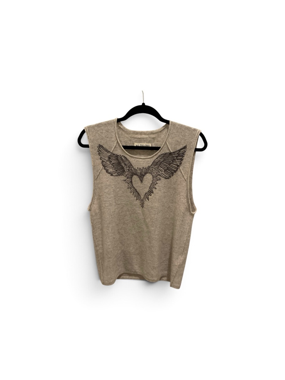 We The Free Beige Sleeveless Muscle Tee with Winged Heart Graphic